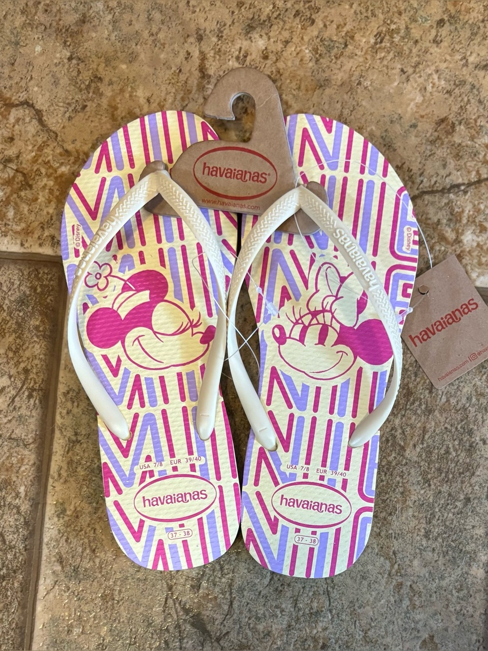 NWT Havaianas x Disney Women's Slim Disney Minnie Mouse Flip-Flops sz 7/8